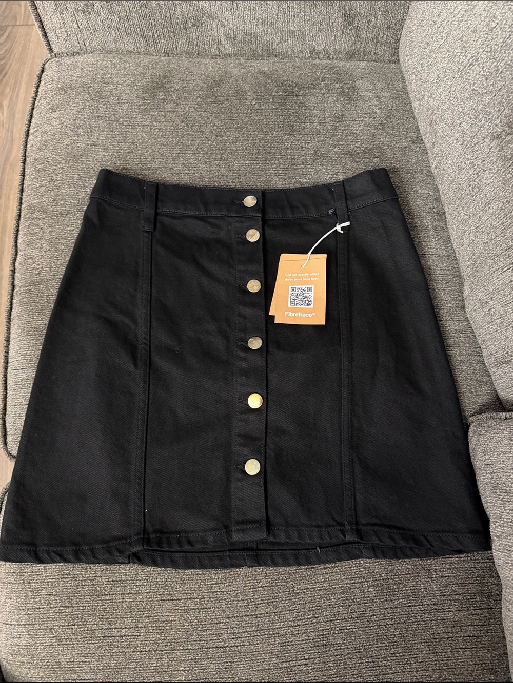 Reformation Womens Chrissy Denim Mini Skirt 6 Gold Button Up Stretch